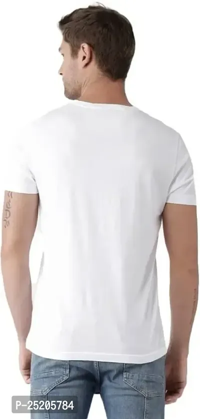Trendywear Cotton Blend Printed Half Sleeve Round Neck T-Shirt for Men (White)-thumb2