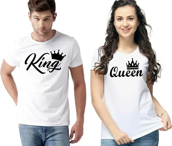 DEE LEAF King-Queen Star Matching Half Sleeve Couple Tshirt