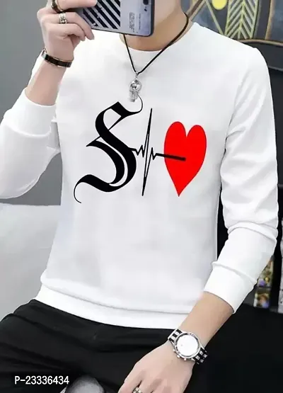 Elegant White Cotton Blend Printed Round Neck Tees For Men-thumb0