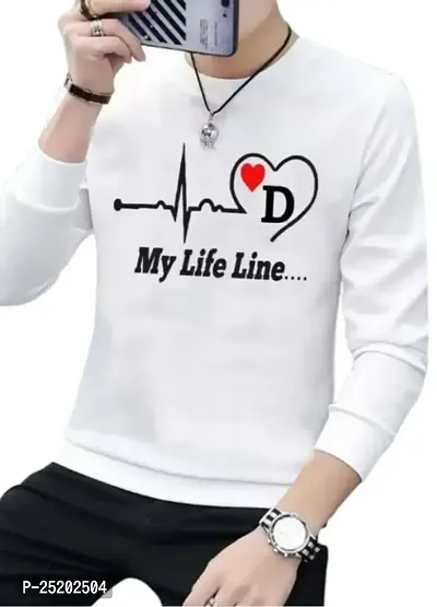 Trendywear Cotton Blend Printed  Typography Round Neck 3/4 Sleeve Regular T-Shirt for Men (White)