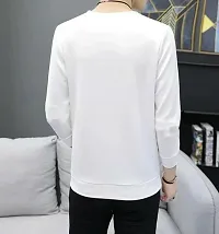 Trendywear Cotton Blend Printed Stylish Comfort Full Sleeve Round Neck Regular T-Shirt for Men (White)-thumb1