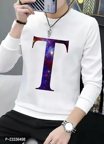 Elegant White Cotton Blend Printed Round Neck Tees For Men-thumb0