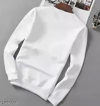 Trendywear Cotton Blend Printed Round Neck Full Sleeve Casual T-Shirt for Men (White, M)-thumb1