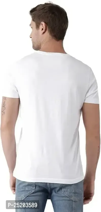 Trendywear Cotton Blend Printed Half Sleeve Round Neck Regular T-Shirt for Men (White, XL) | Pack of 2-thumb2