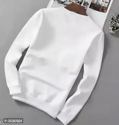 Trendywear Cotton Blend Typography Round Neck Full Sleeve Regular T-Shirt for Men (White)-thumb2