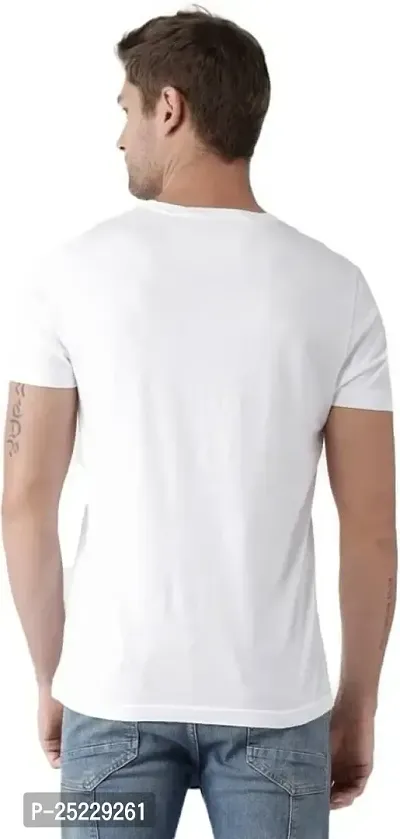 Trendywear Cotton Blend Printed Half Sleeve Round Neck Stylish Casual T-Shirt for Men (White, M) | Pack of 2-thumb2