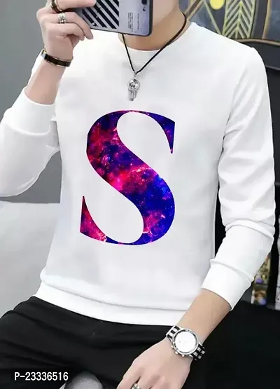 Elegant White Cotton Blend Printed Round Neck Tees For Men-thumb0