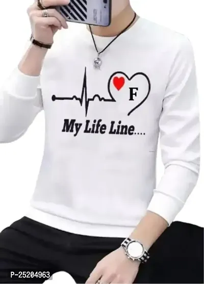 Trendywear Cotton Blend Printed  Typography Round Neck Full Sleeve Regular T-Shirt for Men (White, XL)