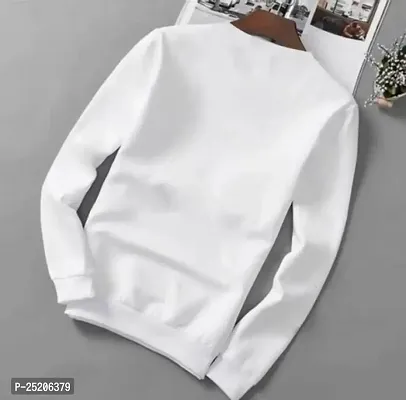 Trendywear Cotton Full Sleeve Printed Round Neck Casual T-Shirt for Men (White)-thumb2