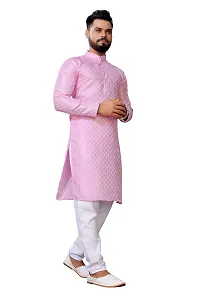 WeLook mens kurta pyjama set for wedding jacquard self design (M, PINK)-thumb1