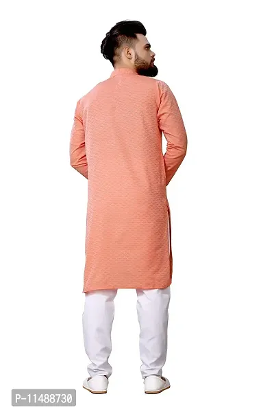 WeLook mens kurta pyjama set for wedding Party jacquard self design (XL, PINK)-thumb4