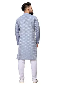 WeLook mens kurta pyjama set for wedding jacquard self design (XL, GRAY)-thumb3