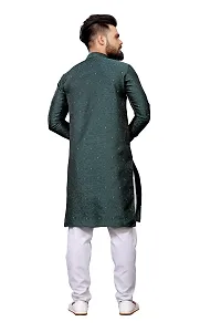 WeLook Mens kurta Churidar pyjama set for Wedding (M, GREEN)-thumb3