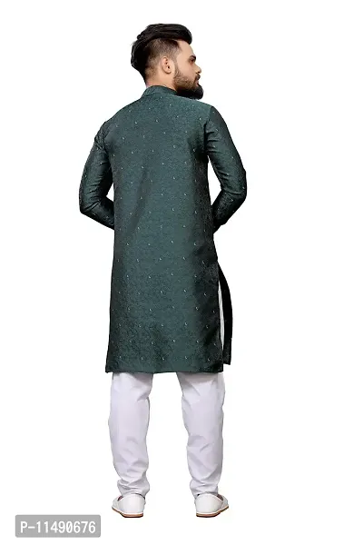 WeLook Mens kurta Churidar pyjama set for Wedding (M, GREEN)-thumb4