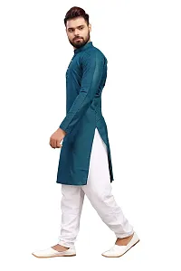 WeLook Mens Only Kurta for Wedding Party Jacquard (M, CGREEN)-thumb2