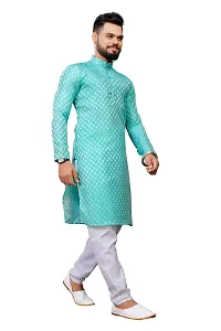 WeLook mens kurta pyjama set for wedding jacquard self design (XXL, GREEN)-thumb1