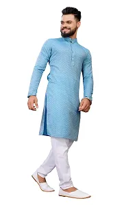 WeLook mens kurta pyjama set for wedding Party jacquard self design (M, BLUE)-thumb2