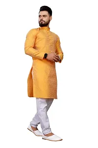 WeLook Mens kurta Churidar pyjama set for Wedding (XL, YELLOW)-thumb2