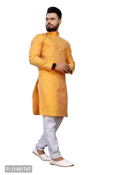 WeLook Mens kurta Churidar pyjama set for Wedding (XL, YELLOW)-thumb3