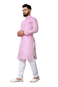 WeLook mens kurta pyjama set for wedding jacquard self design (M, PINK)-thumb2