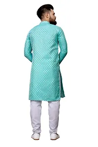 WeLook mens kurta pyjama set for wedding jacquard self design (XXL, GREEN)-thumb3