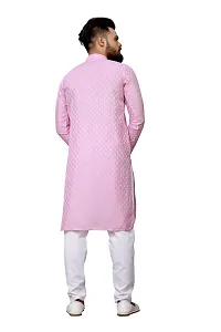 WeLook mens kurta pyjama set for wedding jacquard self design (M, PINK)-thumb3