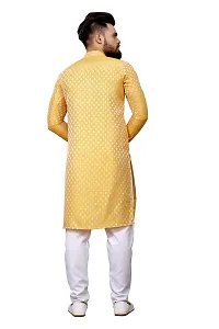 WeLook mens kurta pyjama set for wedding jacquard self design (L, YELLOW)-thumb3