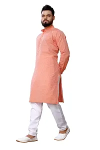 WeLook mens kurta pyjama set for wedding Party jacquard self design (XL, PINK)-thumb1