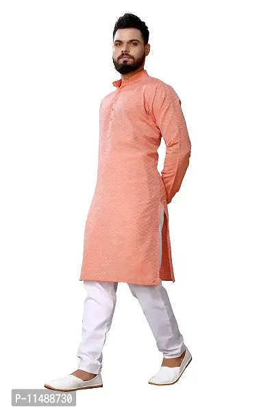 WeLook mens kurta pyjama set for wedding Party jacquard self design (XL, PINK)-thumb2