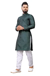 WeLook Mens kurta Churidar pyjama set for Wedding (M, GREEN)-thumb1