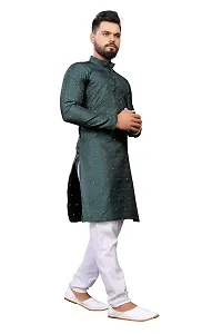 WeLook Mens kurta Churidar pyjama set for Wedding (M, GREEN)-thumb2