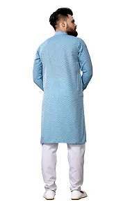 WeLook mens kurta pyjama set for wedding Party jacquard self design (M, BLUE)-thumb3