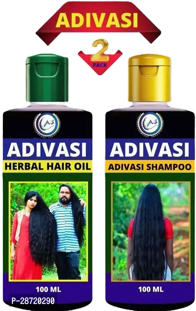 Adivasi Herbal Hair Oil And Shampoo (100ml) Strong and Shiny Hair| For All Skin Types (Pack of2)-thumb0