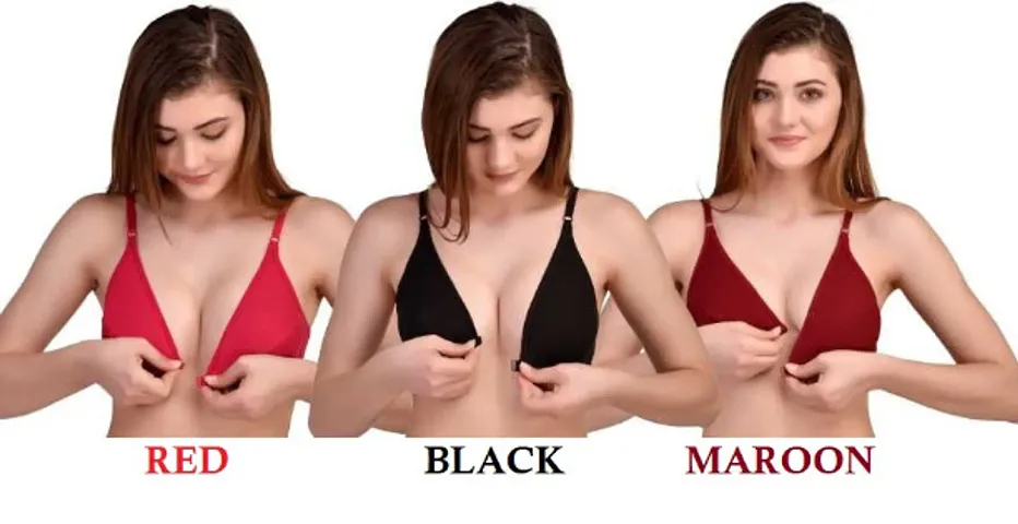 DEENAGER Front Open Bra for Women pack of 3