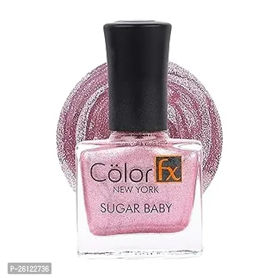 Color Fx New York Sugar Baby Nail Polish Metallic Shimmery Matte Gel Like Finish, 21 Toxin Free, Long Lasting, Non-yellowing, Light Pink Nail Polish Women 9Ml