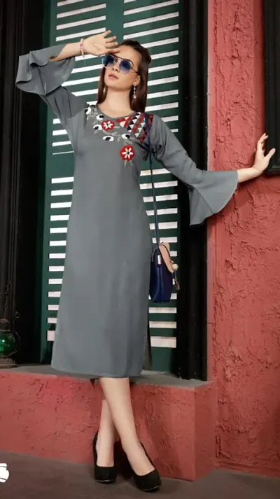 Women Rayon Embroidered Straight Kurta