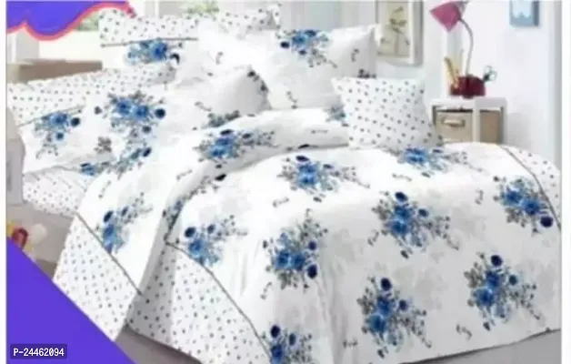 Comfortable Polycotton Printed Double Bedsheet with Two Pillow Covers-thumb0