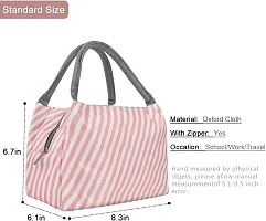 GOMAJO Insulated Lunch Bags Small for Women Work,Student Kids to School,Thermal Cooler Tote Bag Picnic Organizer Storage Lunch Box Portable and Reusable (Pink Stripes)-thumb1