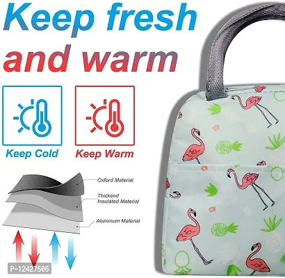 GOMAJO Portable Lunch Bag Portable Insulated Canvas Tote Travel Tiffin Bag Thermal Food Canvas Stripe Insulated Cooler Bags Thermal Food Picnic Lunch Bags Kids for Office, College & School-thumb4