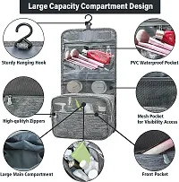 GOMAJO Hanging Toiletry Bag Travel Cosmetic Makeup Dressing Shaving Kit Bathroom Storage Organizer Bag for Men & Women (42 x 22 x 8 cm, Grey)-thumb3