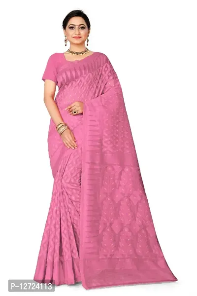 Women&rsquo;s Dhakai Jamdani Minakari Cotton Blend Traditional Saree Without Blouse Peace-thumb0