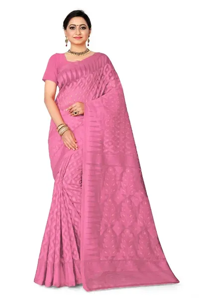 Meenakari Jamdani Cotton Silk Sarees without Blouse piece