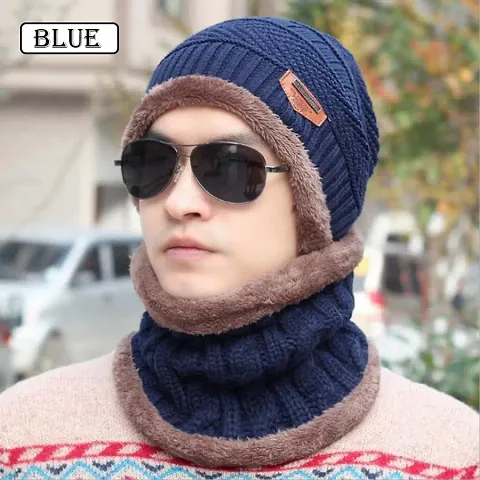 Winter Beanie Cap and Neck Scarf Set