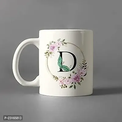 Floral Letter White Ceramic Mug