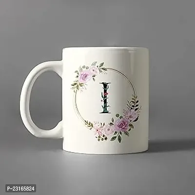 Floral Letter White Ceramic Mug