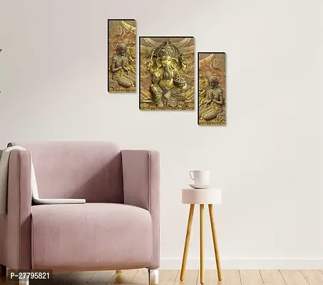 Jai Bharat Enterprises Set Of 3-Piece Modern Digital Ganesha Wall Art Painting Set (G4) (12x18 Inch, Multicolor) - Perfect For Home Decor, Living Room, Office And Gifting.-thumb4