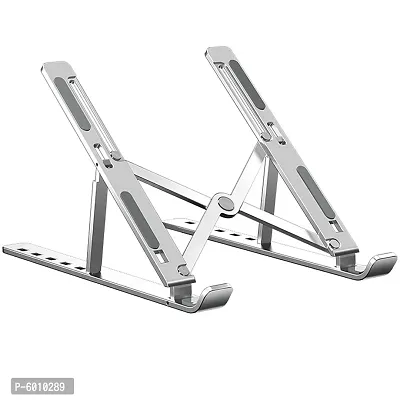 Aluminium Laptop Stand with 6 Adjustable Height for All Laptops (1Pc) Silver-thumb0