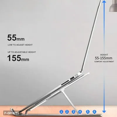 Aluminium Laptop Stand with 6 Adjustable Height for All Laptops (1Pc) Silver-thumb2