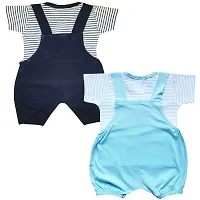 KIDEEZGUILD... Newborn Baby's Summer Soft Cotton Dungaree Set Combo Wear - Pack of 2 (Red Black, 9-12 Months)-thumb1