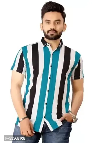 Groflex fashion Cotton Blend Casual Short Sleeves Shirt For Men-thumb0